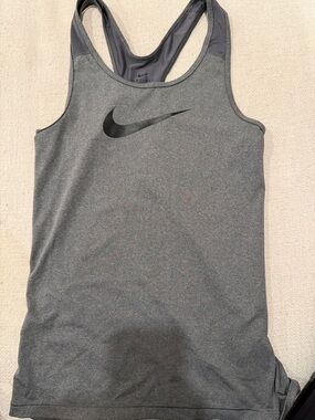 Nike Grey Racerback Dri-FIT Tank Top with Black Swoosh
